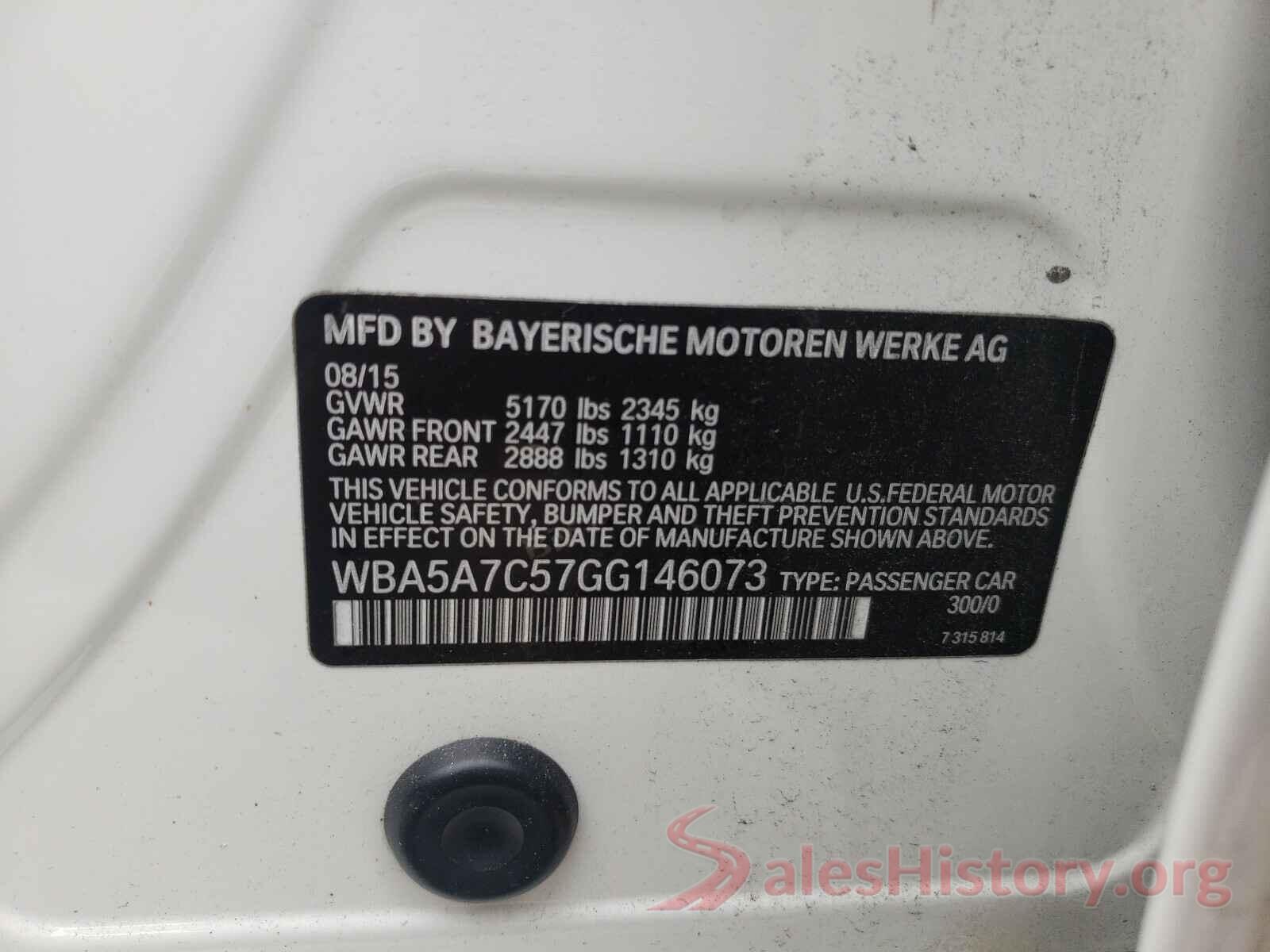 WBA5A7C57GG146073 2016 BMW 5 SERIES