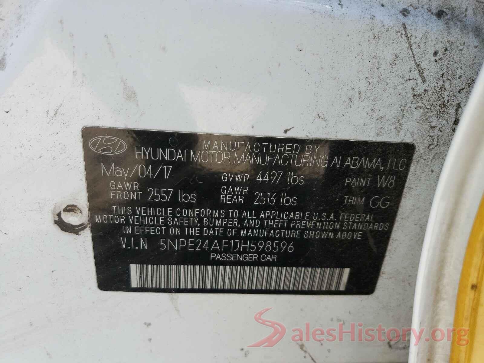 5NPE24AF1JH598596 2018 HYUNDAI SONATA