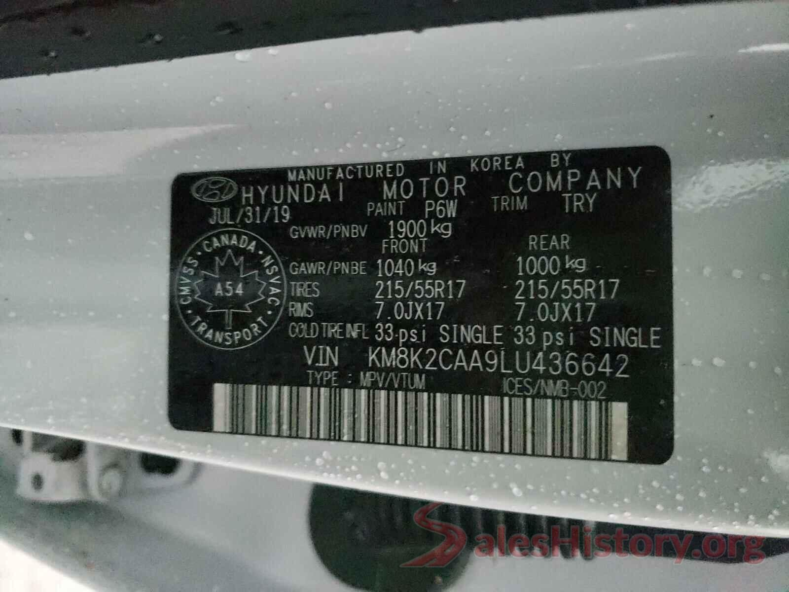 KM8K2CAA9LU436642 2020 HYUNDAI KONA