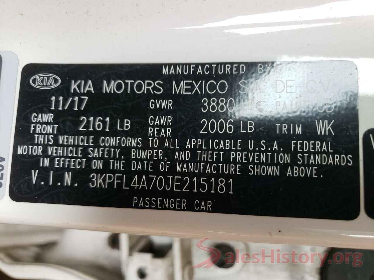 3KPFL4A70JE215181 2018 KIA FORTE