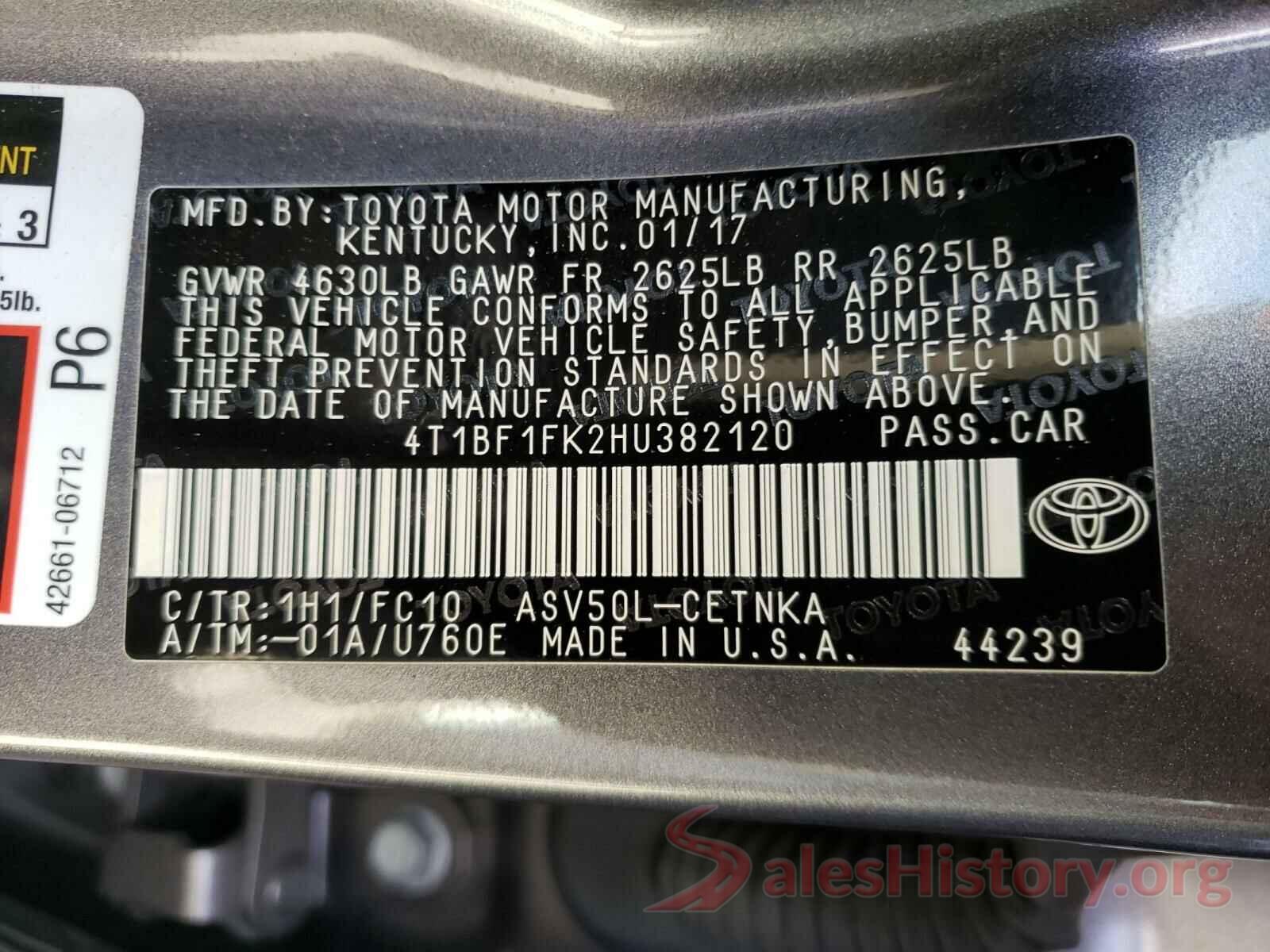 4T1BF1FK2HU382120 2017 TOYOTA CAMRY