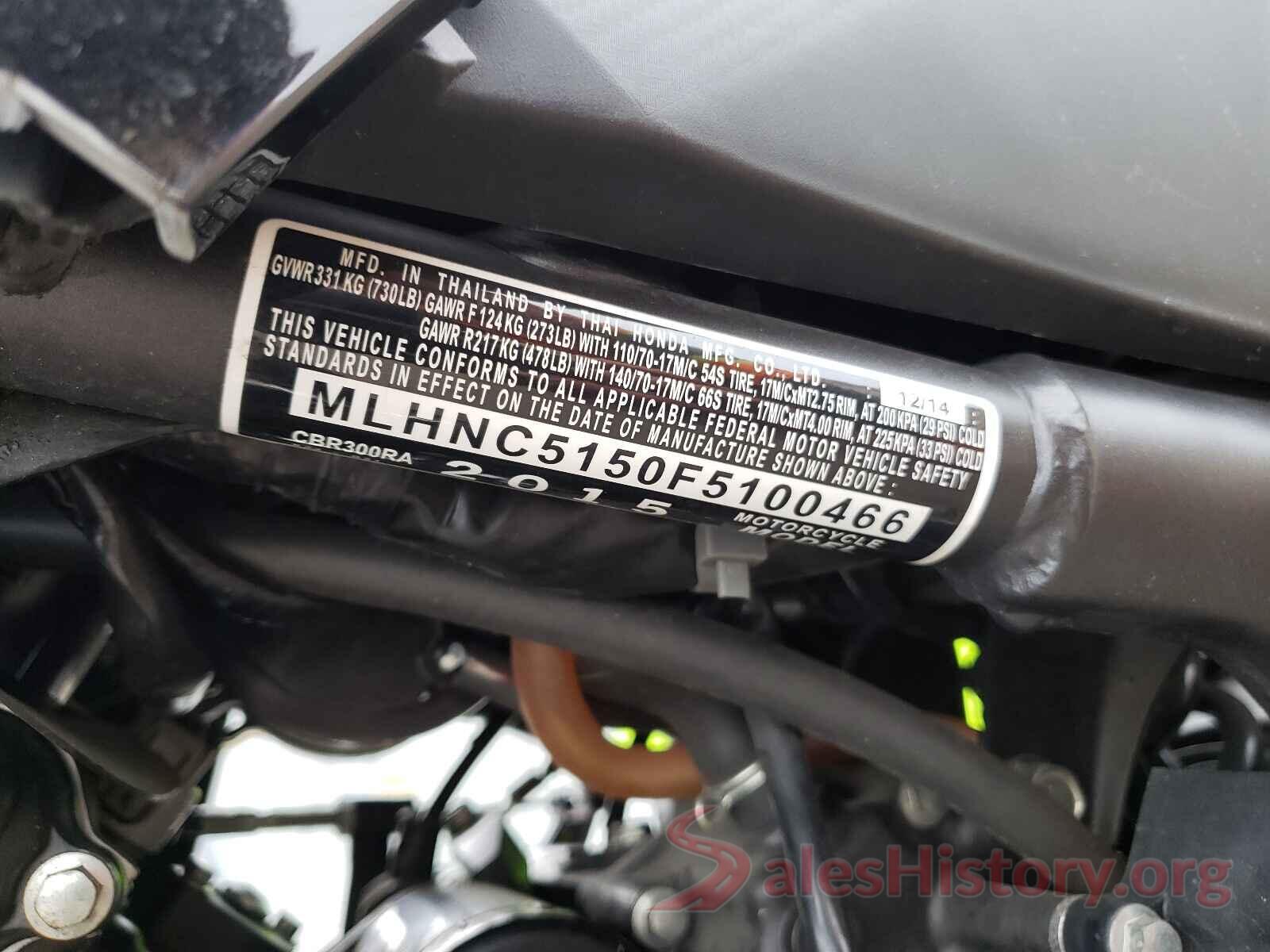 MLHNC5150F5100466 2015 HONDA CBR CYCLE