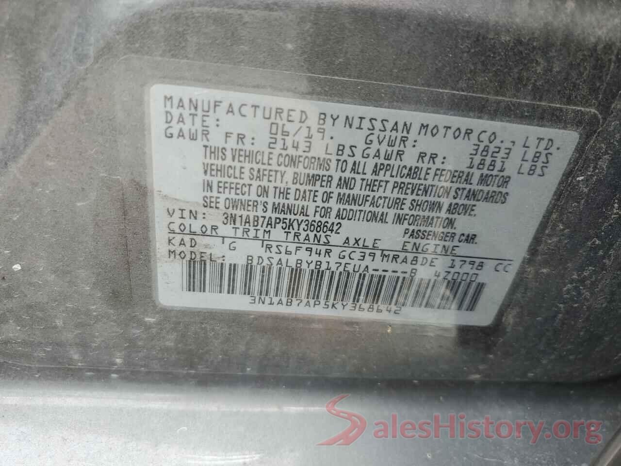 3N1AB7AP5KY368642 2019 NISSAN SENTRA