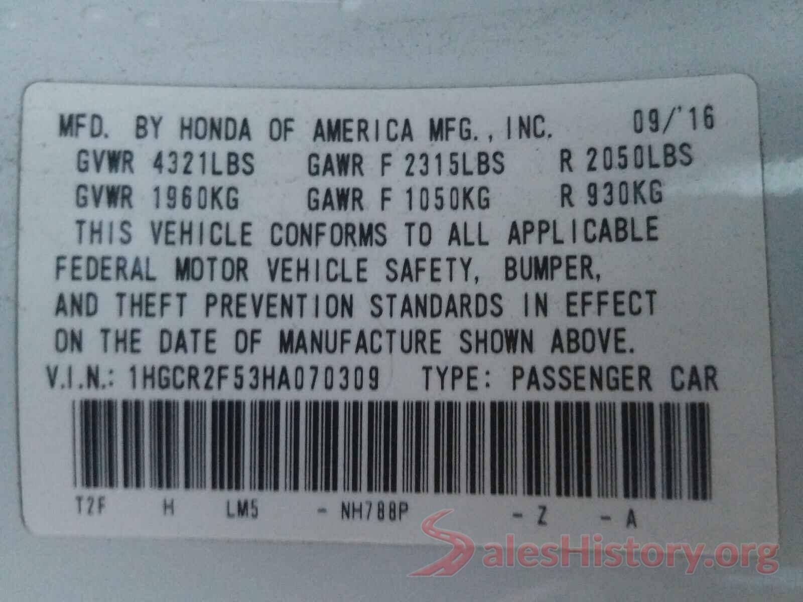 1HGCR2F53HA070309 2017 HONDA ACCORD