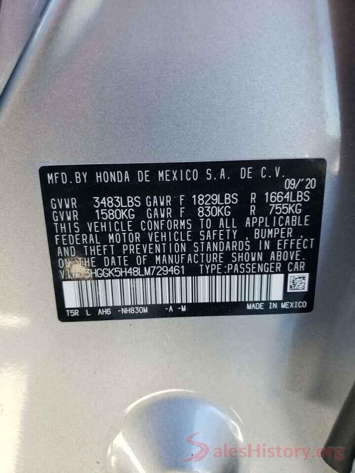 3HGGK5H48LM729461 2020 HONDA FIT