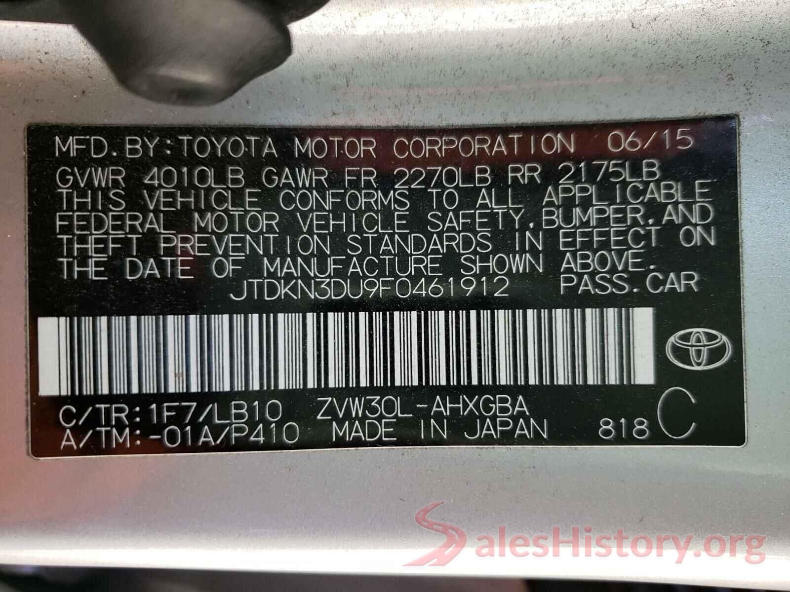 JTDKN3DU9F0461912 2015 TOYOTA PRIUS