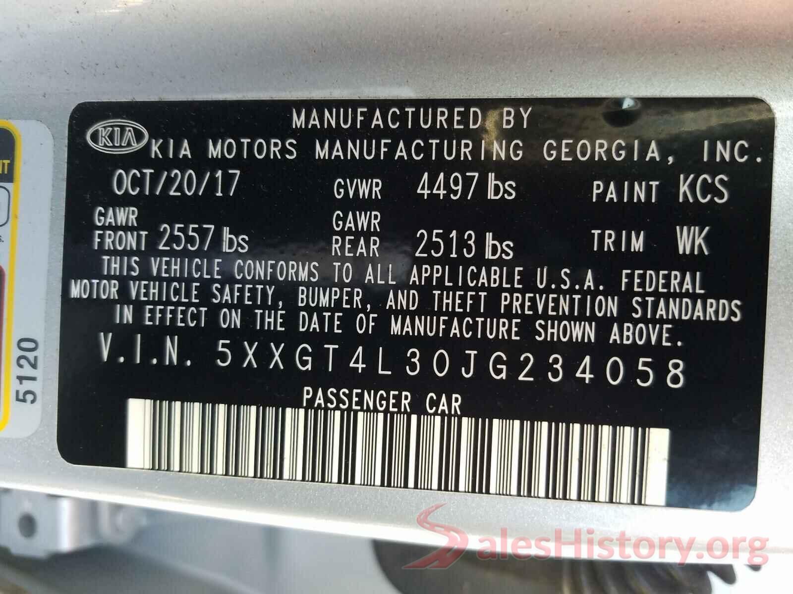 5XXGT4L30JG234058 2018 KIA OPTIMA