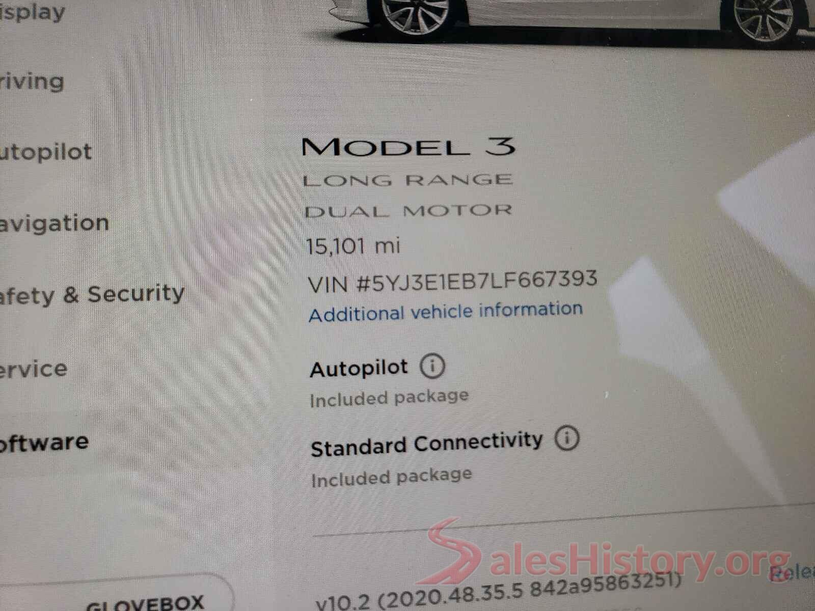 5YJ3E1EB7LF667393 2020 TESLA MODEL 3