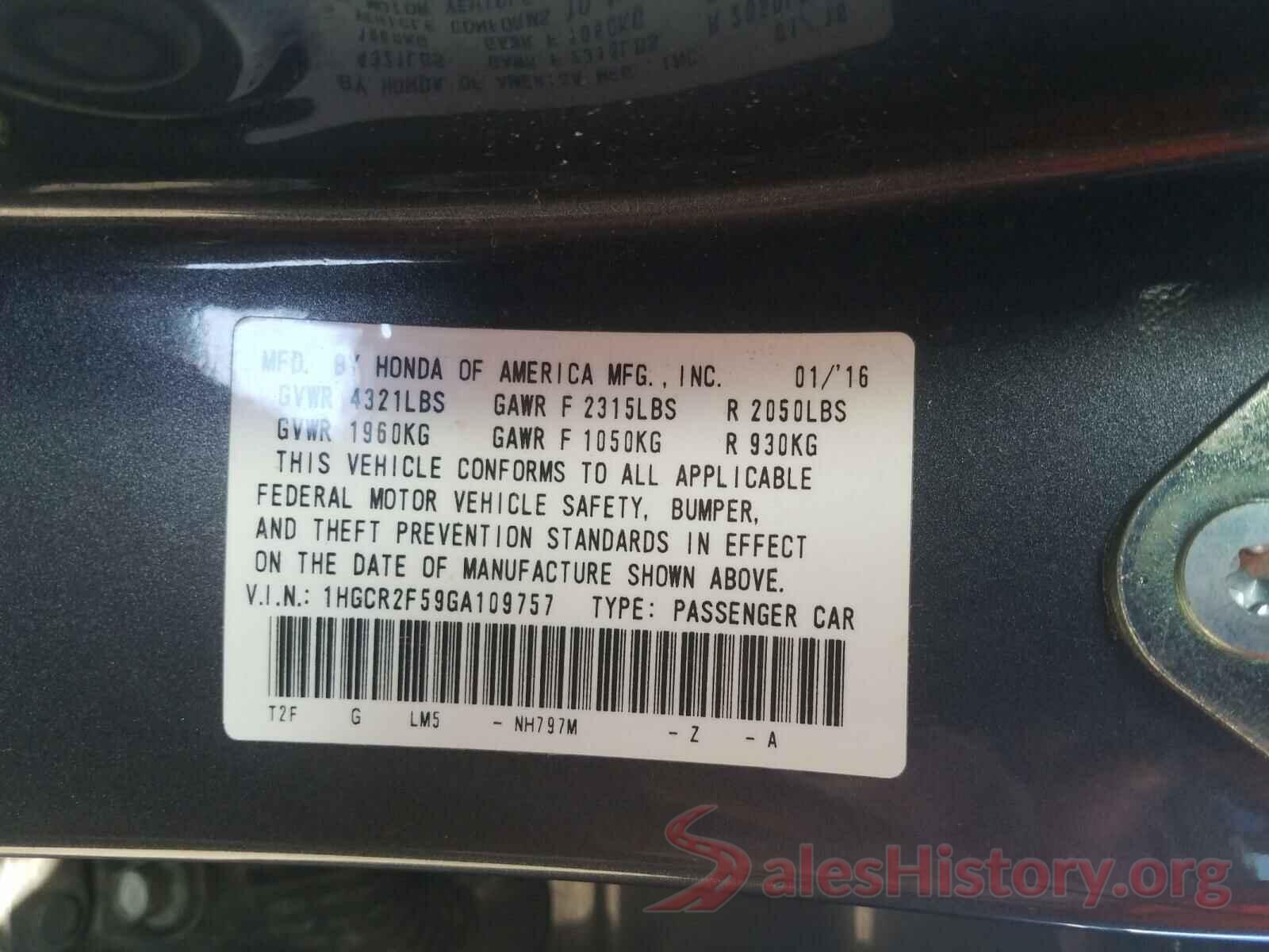 1HGCR2F59GA109757 2016 HONDA ACCORD