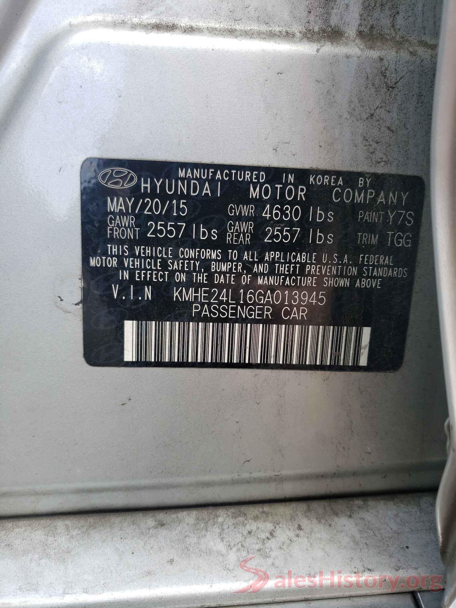 KMHE24L16GA013945 2016 HYUNDAI SONATA