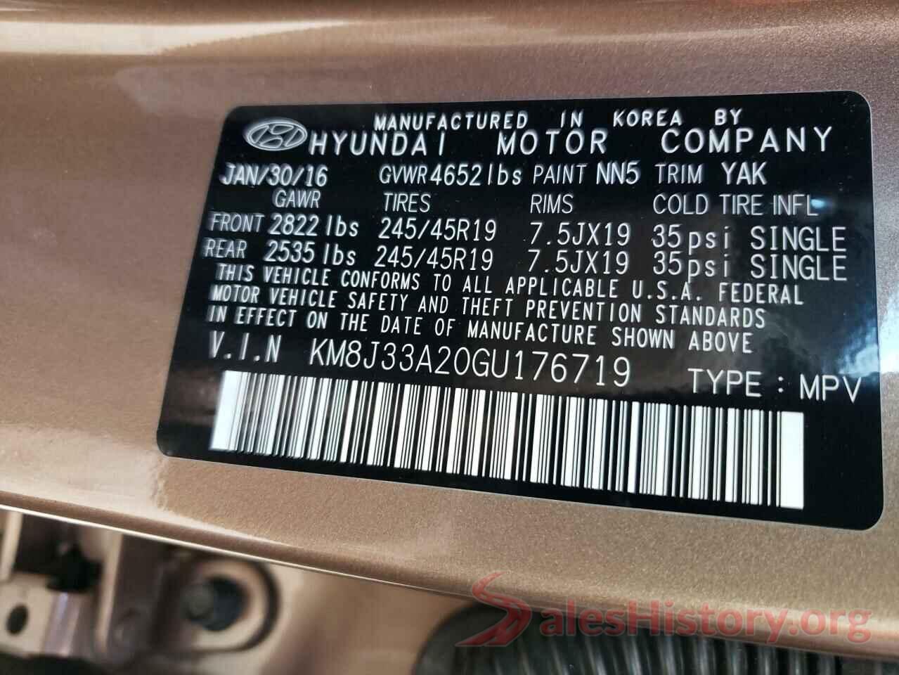 KM8J33A20GU176719 2016 HYUNDAI TUCSON