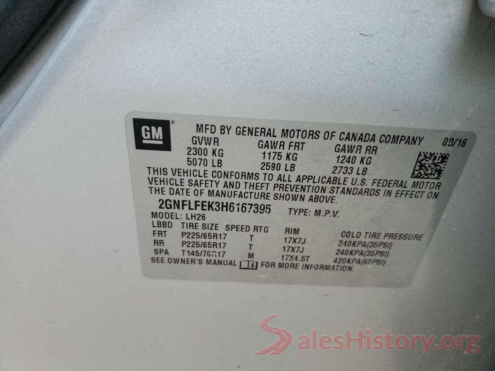 2GNFLFEK3H6167395 2017 CHEVROLET EQUINOX