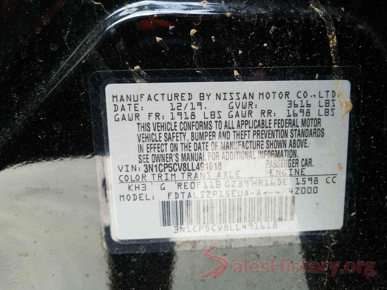 3N1CP5CV8LL491618 2020 NISSAN KICKS