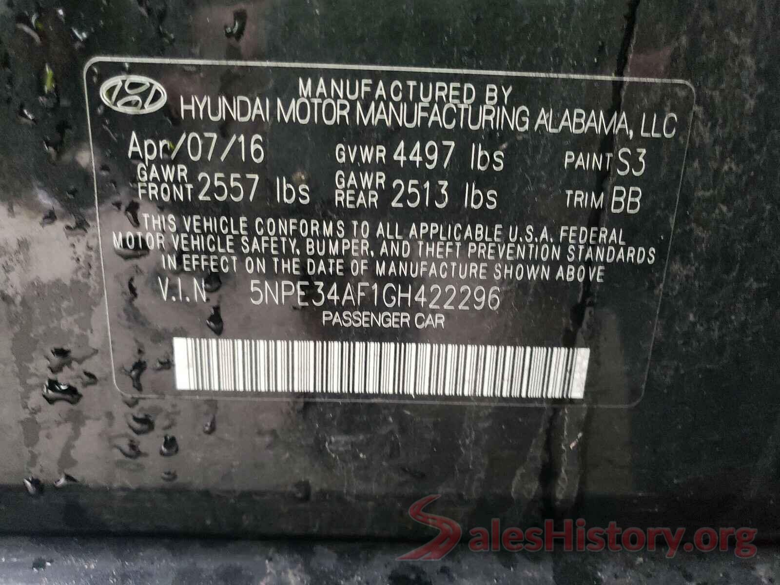 5NPE34AF1GH422296 2016 HYUNDAI SONATA