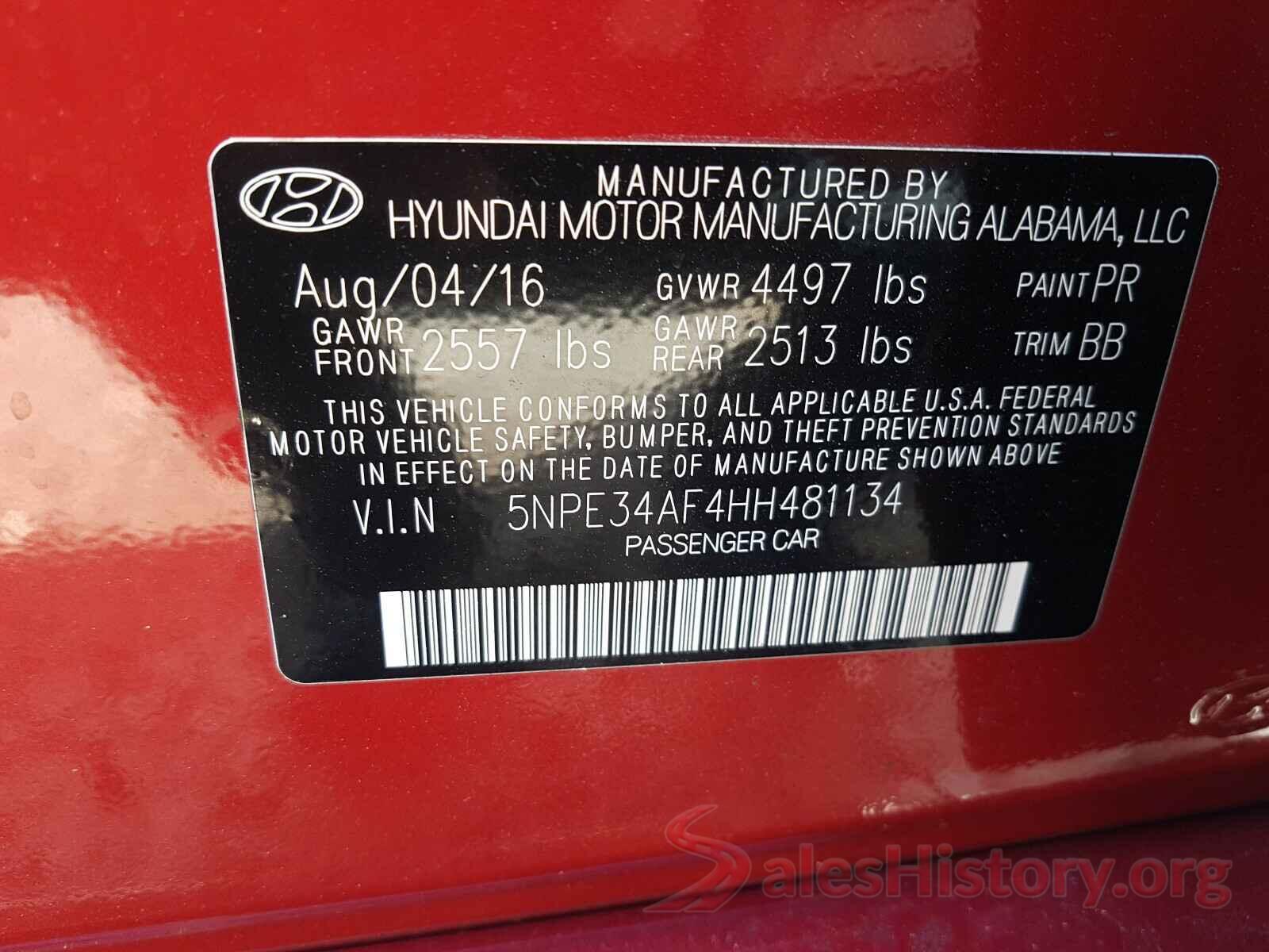 5NPE34AF4HH481134 2017 HYUNDAI SONATA