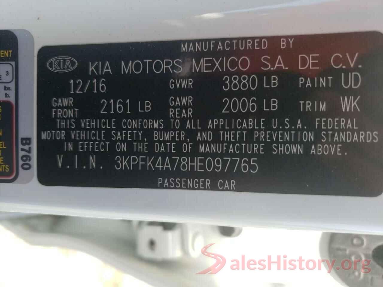 3KPFK4A78HE097765 2017 KIA FORTE