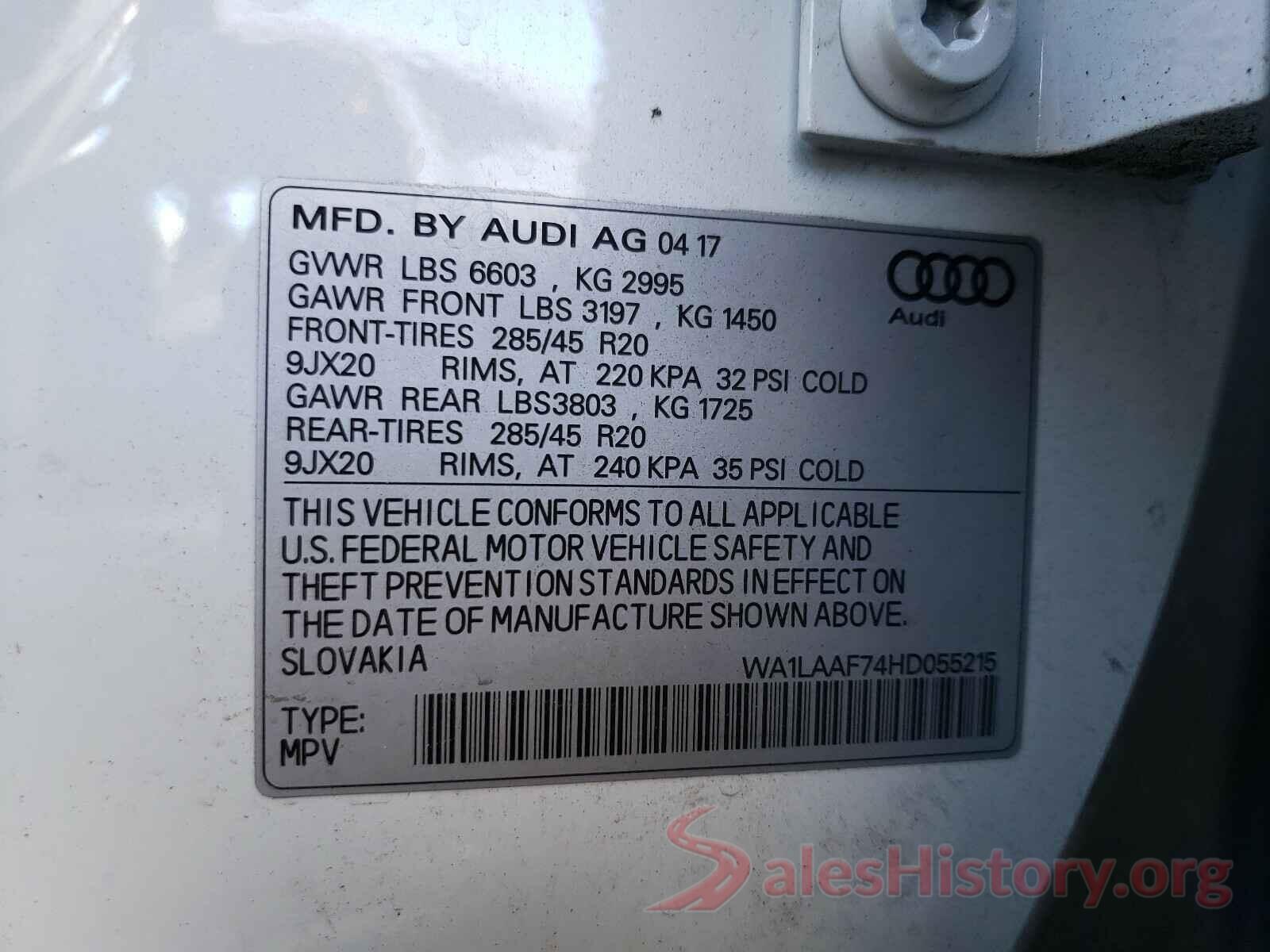 WA1LAAF74HD055215 2017 AUDI Q7