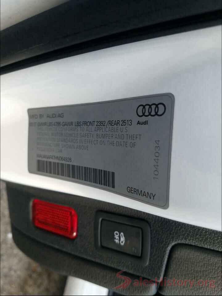 WAUANAF47HN064926 2017 AUDI A4