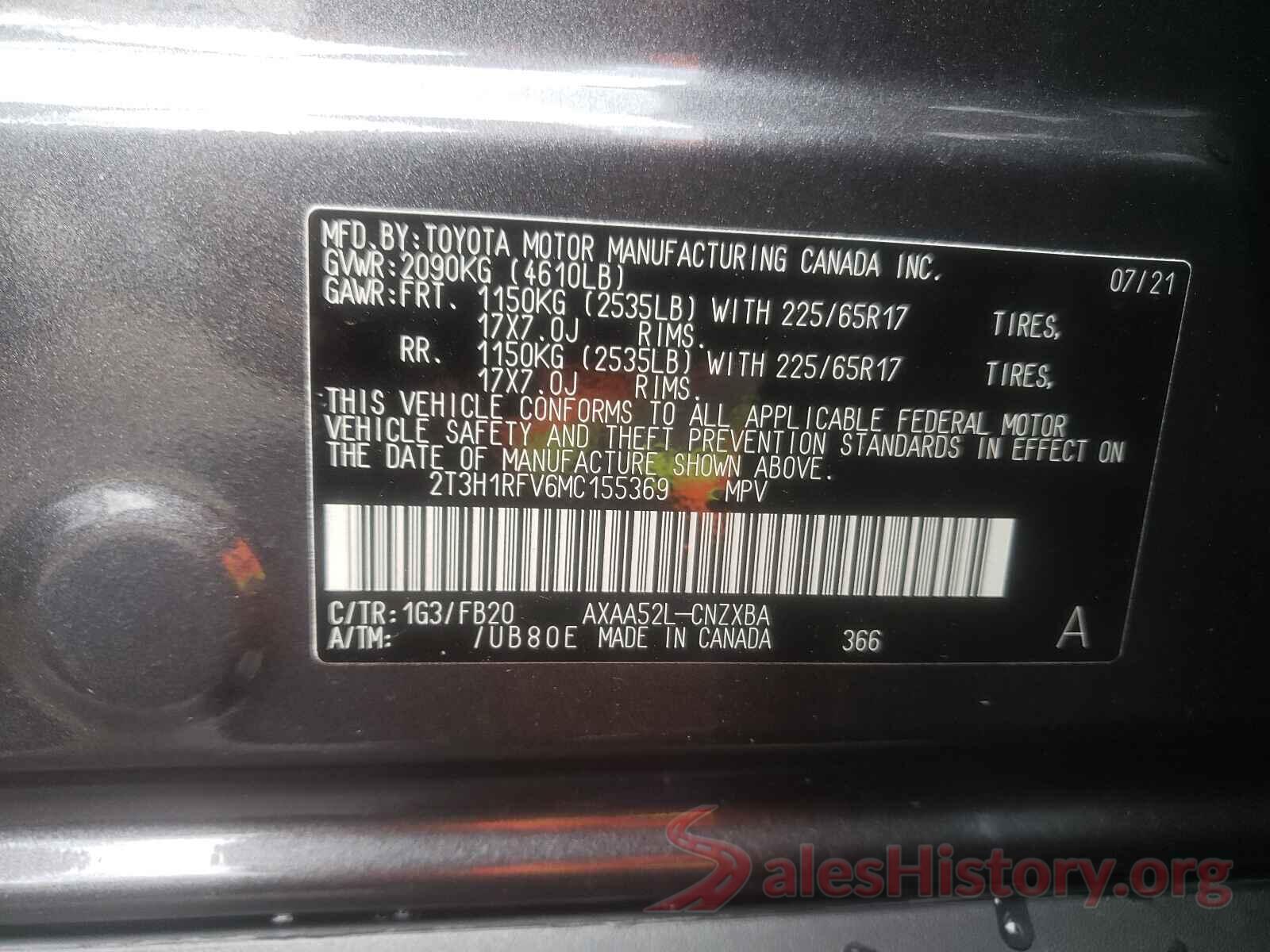 2T3H1RFV6MC155369 2021 TOYOTA RAV4