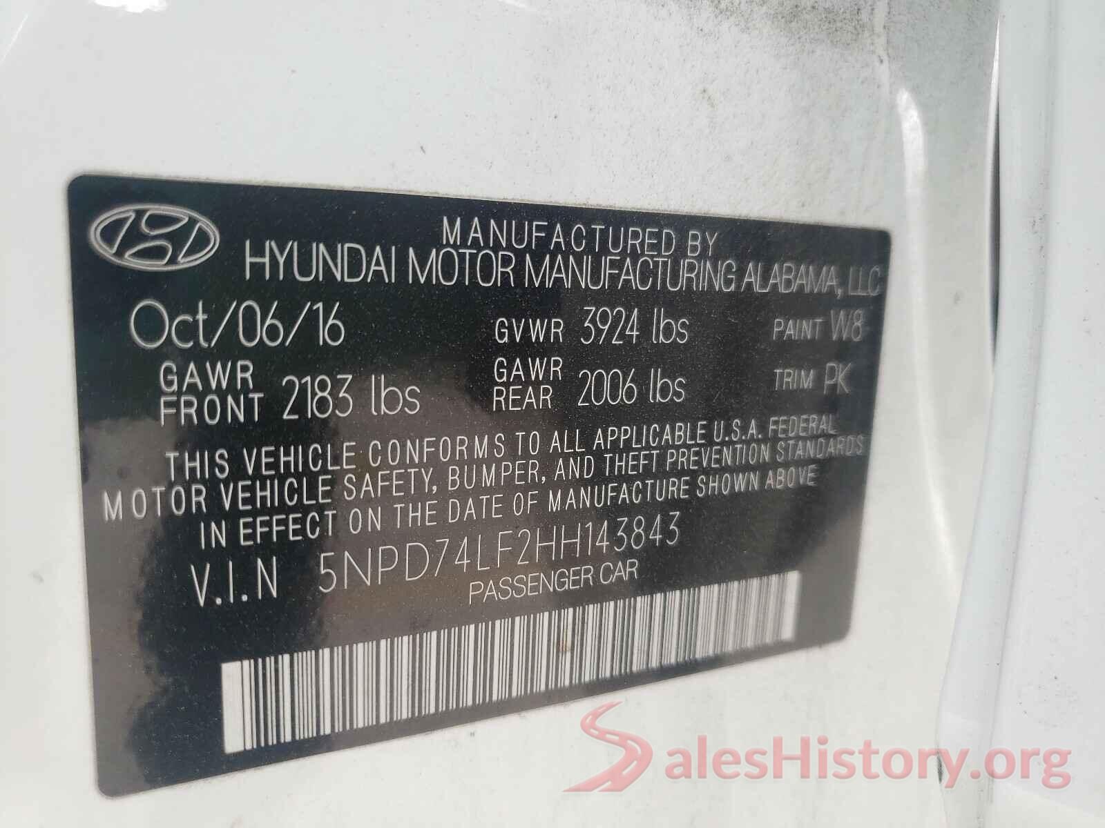 5NPD74LF2HH143843 2017 HYUNDAI ELANTRA