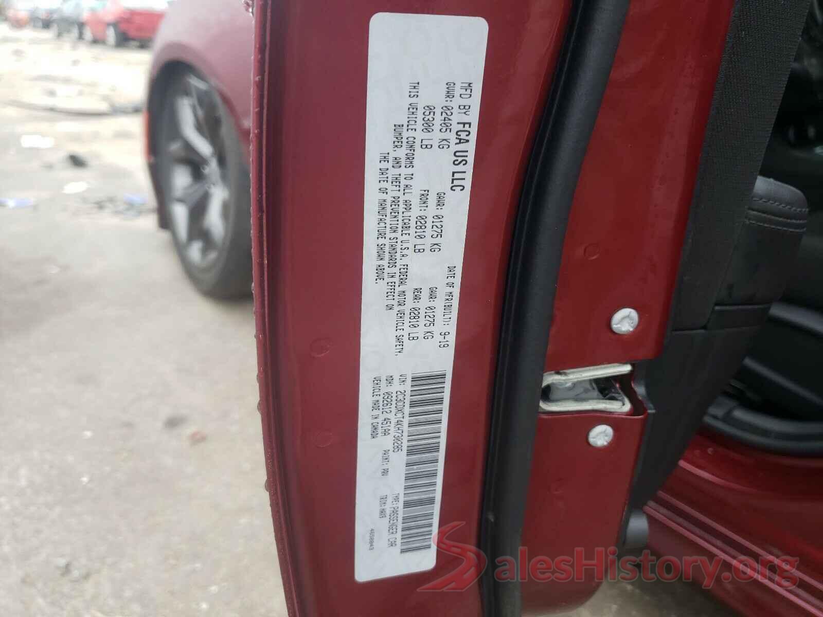 2C3CDXCT4KH730285 2019 DODGE CHARGER