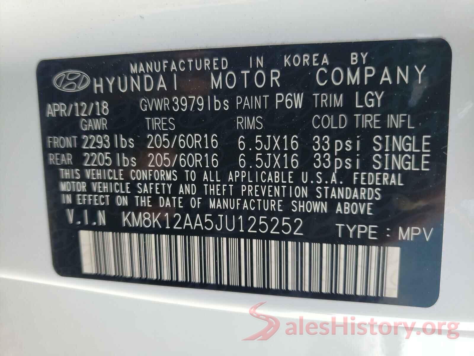 KM8K12AA5JU125252 2018 HYUNDAI KONA