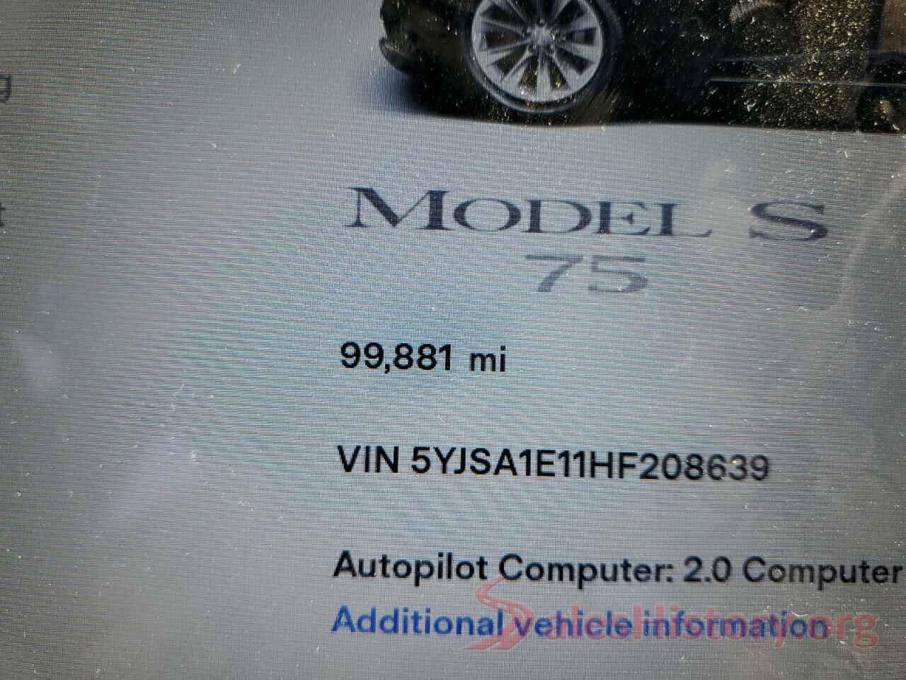 5YJSA1E11HF208639 2017 TESLA MODEL S