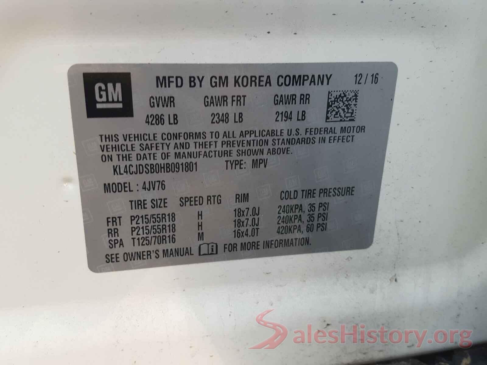 KL4CJDSB0HB091801 2017 BUICK ENCORE