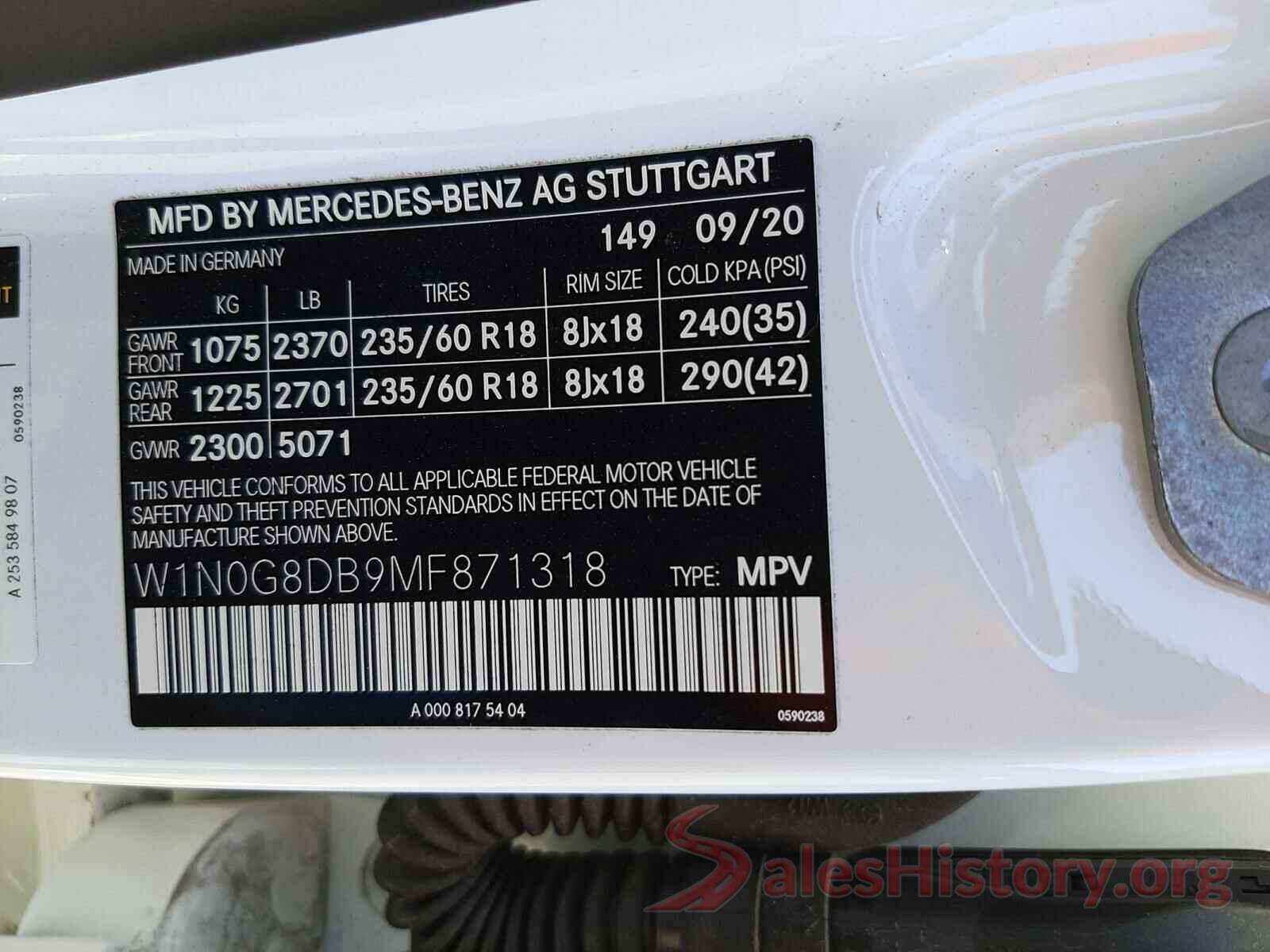 W1N0G8DB9MF871318 2021 MERCEDES-BENZ GLC-CLASS