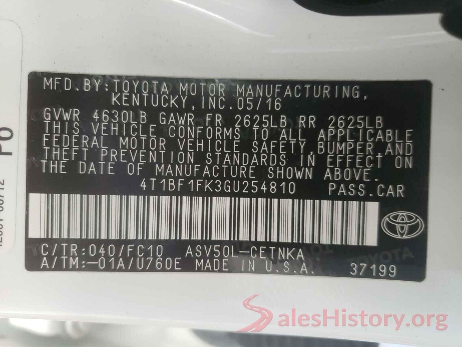 4T1BF1FK3GU254810 2016 TOYOTA CAMRY