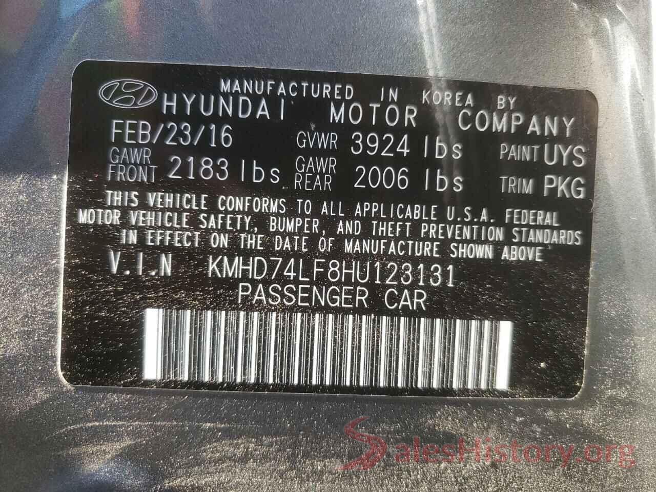 KMHD74LF8HU123131 2017 HYUNDAI ELANTRA