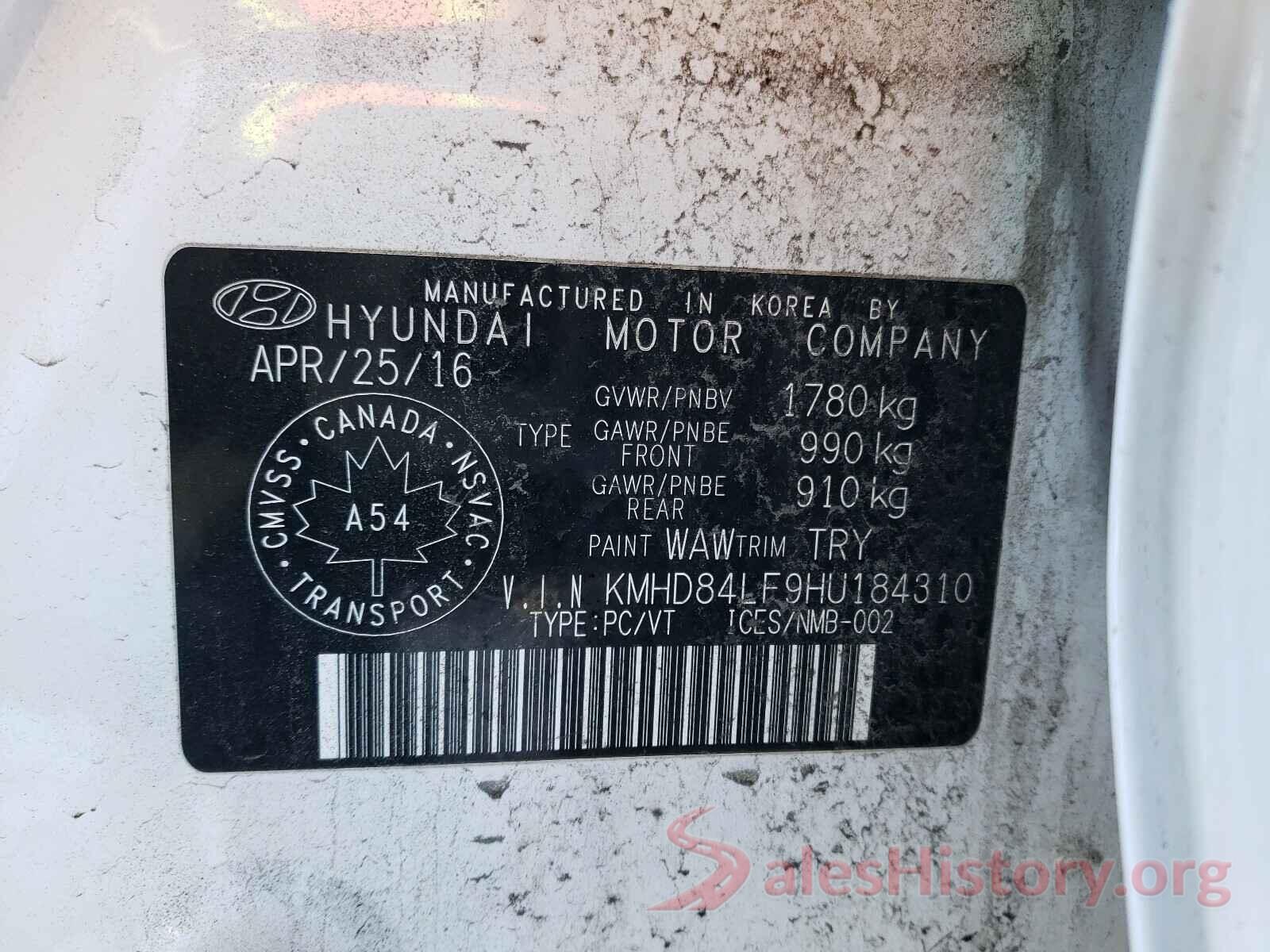 KMHD84LF9HU184310 2017 HYUNDAI ELANTRA