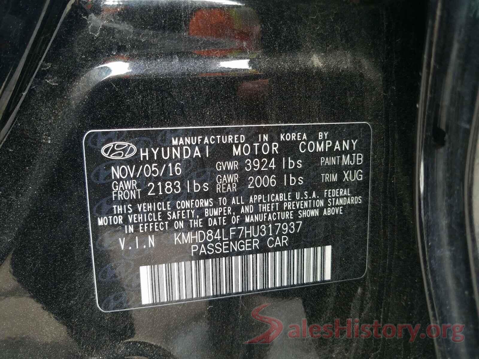 KMHD84LF7HU317937 2017 HYUNDAI ELANTRA