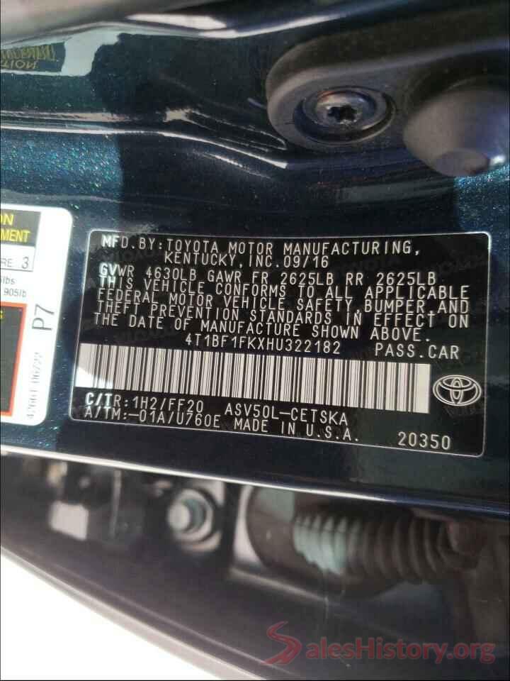 4T1BF1FKXHU322182 2017 TOYOTA CAMRY