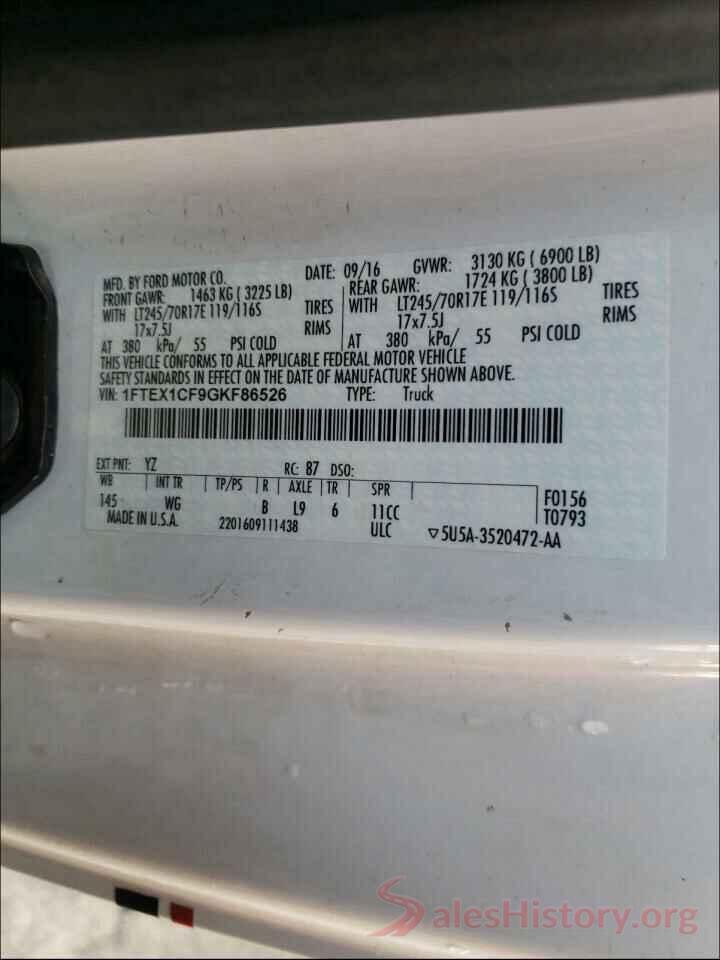 1FTEX1CF9GKF86526 2016 FORD F-150