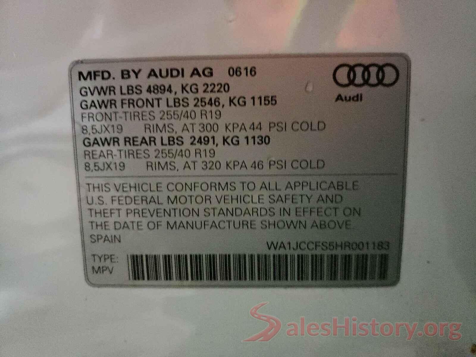 WA1JCCFS5HR001183 2017 AUDI Q3