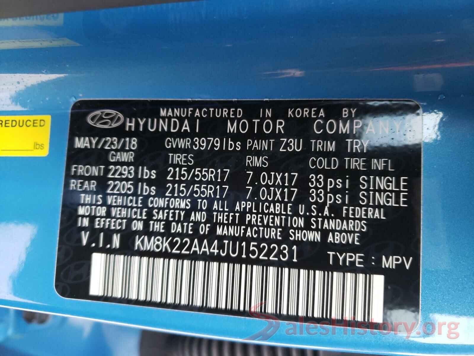 KM8K22AA4JU152231 2018 HYUNDAI KONA