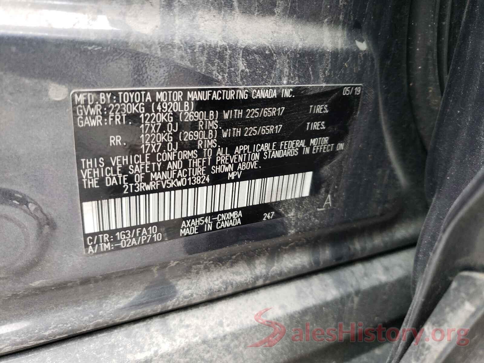 2T3RWRFV5KW013824 2019 TOYOTA RAV4