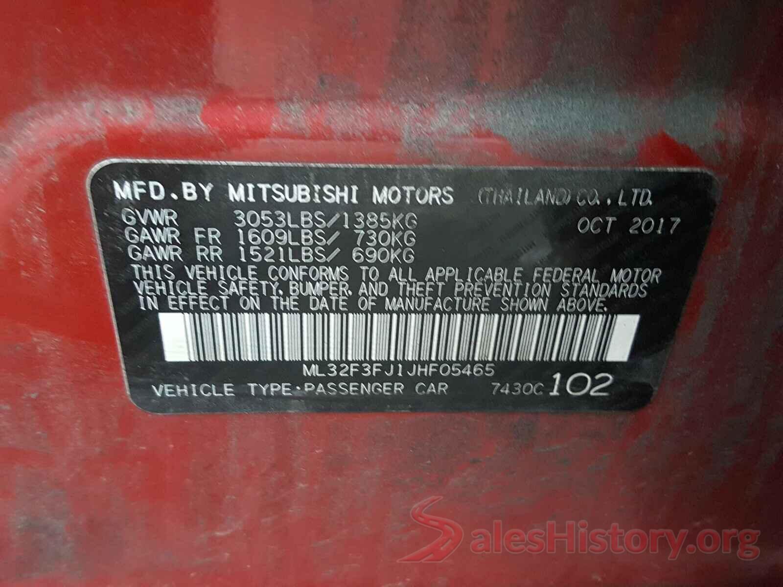 ML32F3FJ1JHF05465 2018 MITSUBISHI MIRAGE