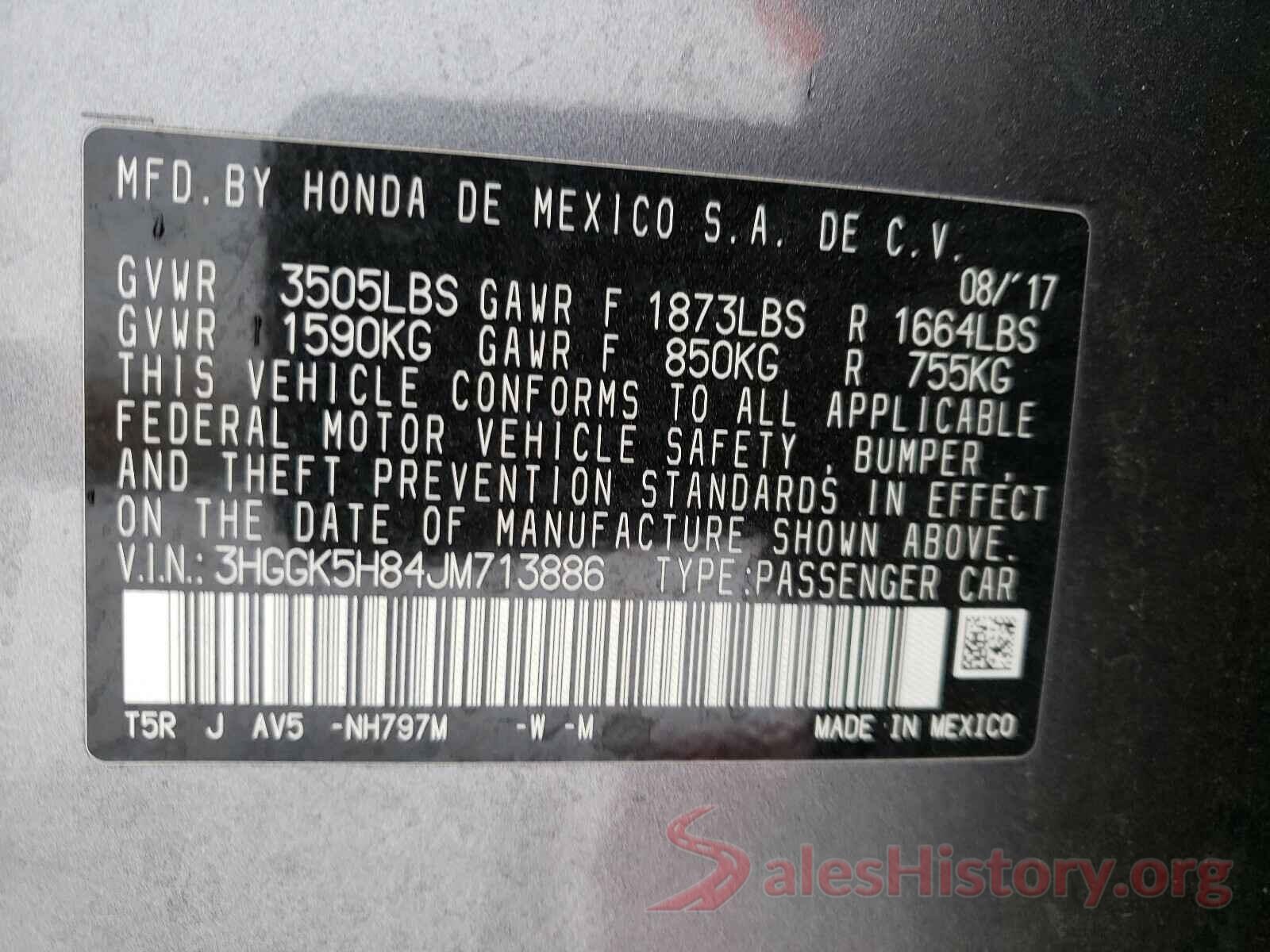 3HGGK5H84JM713886 2018 HONDA FIT