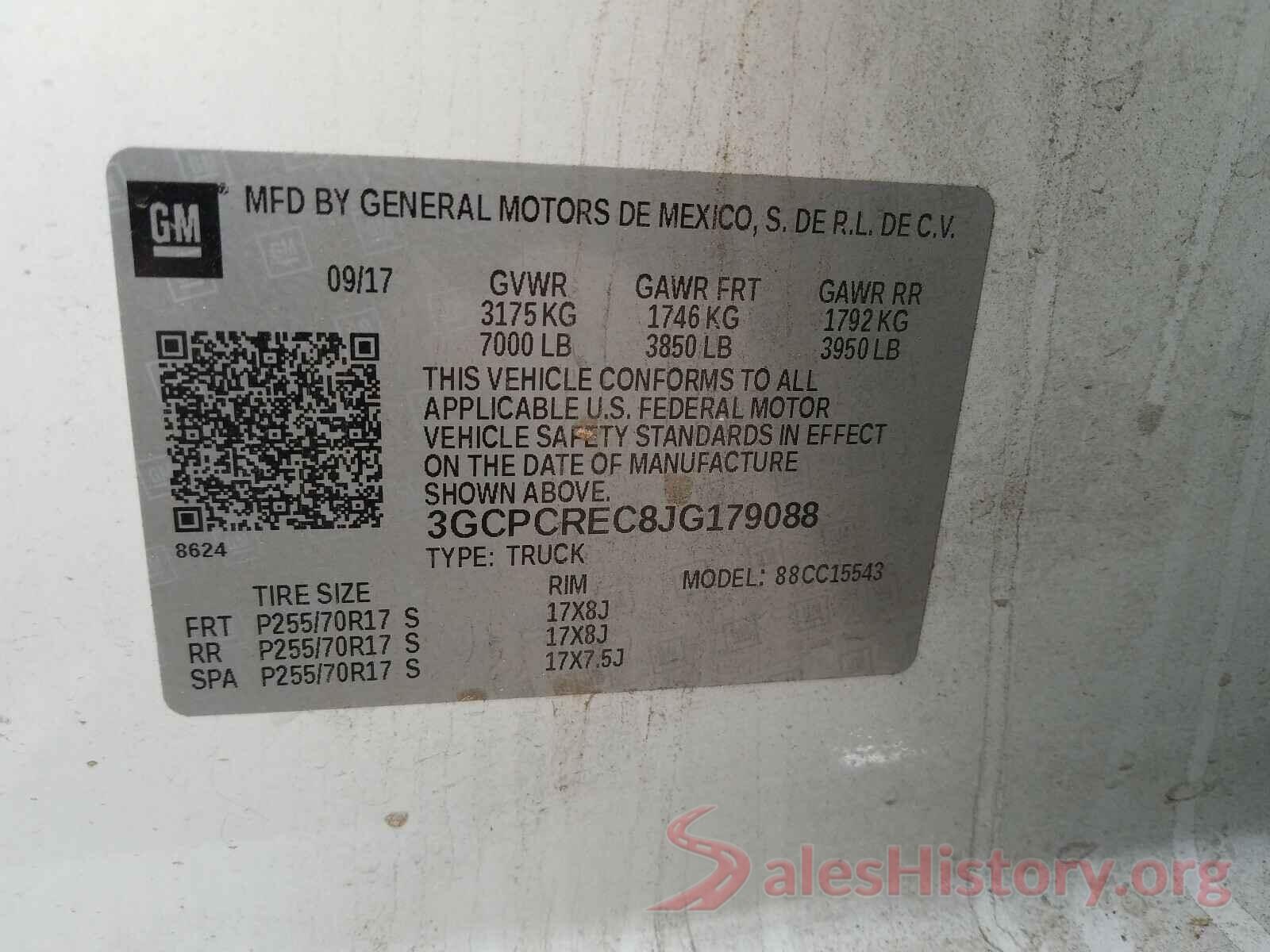 3GCPCREC8JG179088 2018 CHEVROLET SILVERADO