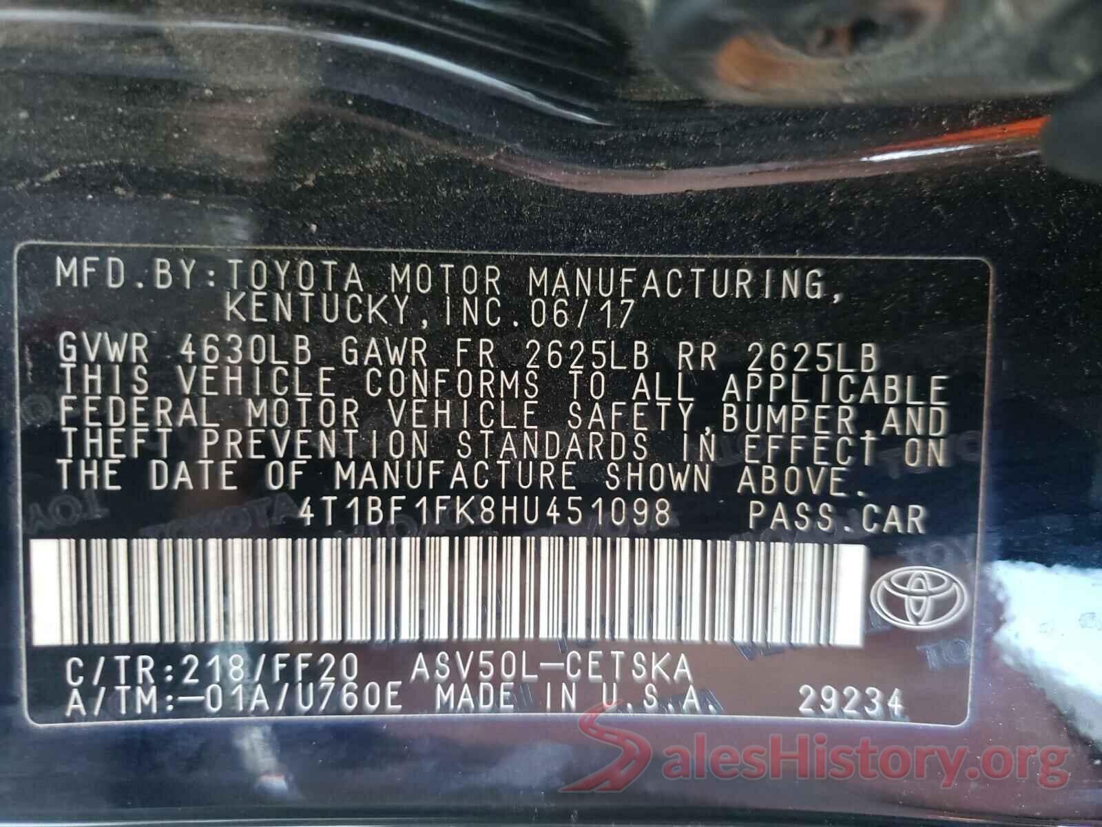 4T1BF1FK8HU451098 2017 TOYOTA CAMRY