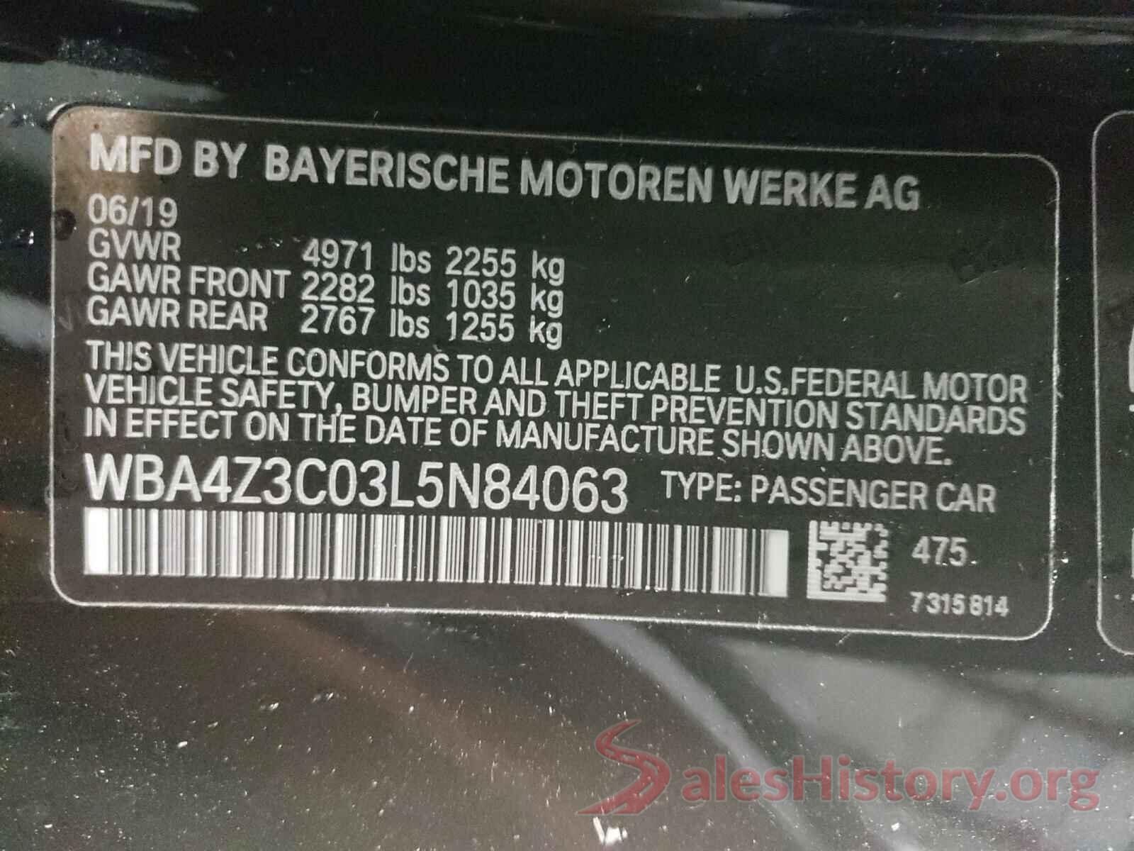 WBA4Z3C03L5N84063 2020 BMW 4 SERIES