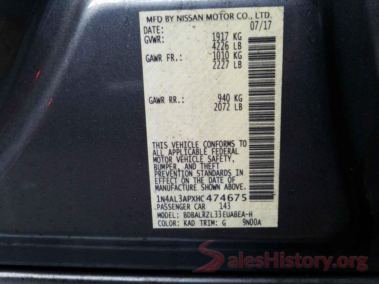 1N4AL3APXHC474675 2017 NISSAN ALTIMA