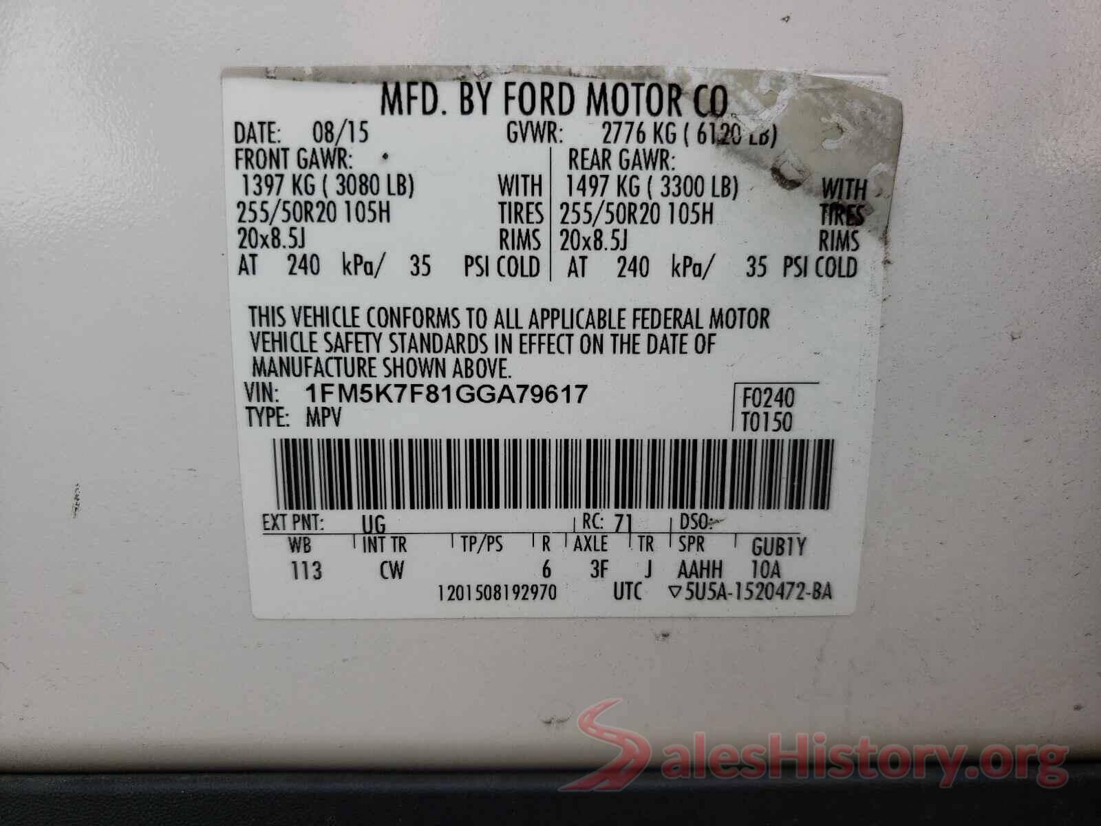 1FM5K7F81GGA79617 2016 FORD EXPLORER