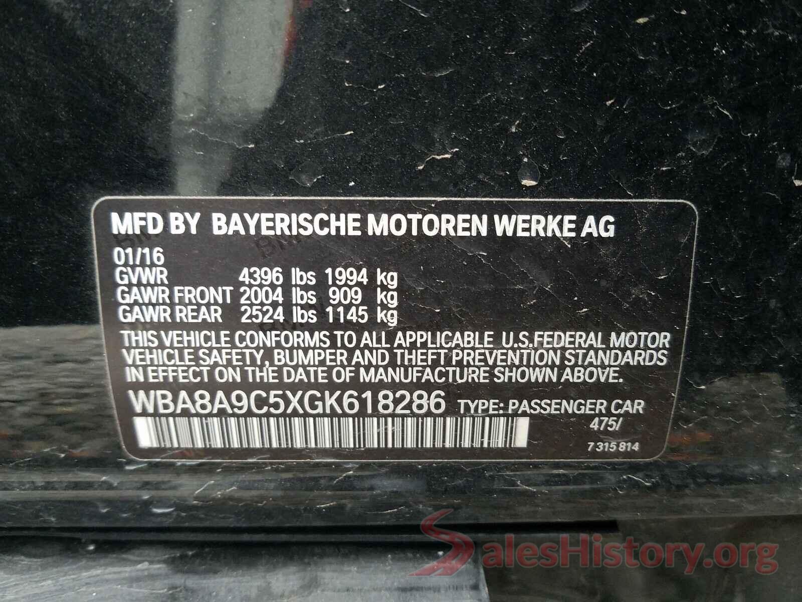 WBA8A9C5XGK618286 2016 BMW 3 SERIES