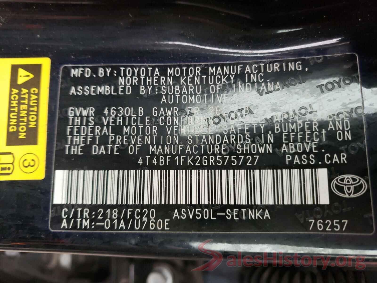 4T4BF1FK2GR575727 2016 TOYOTA CAMRY