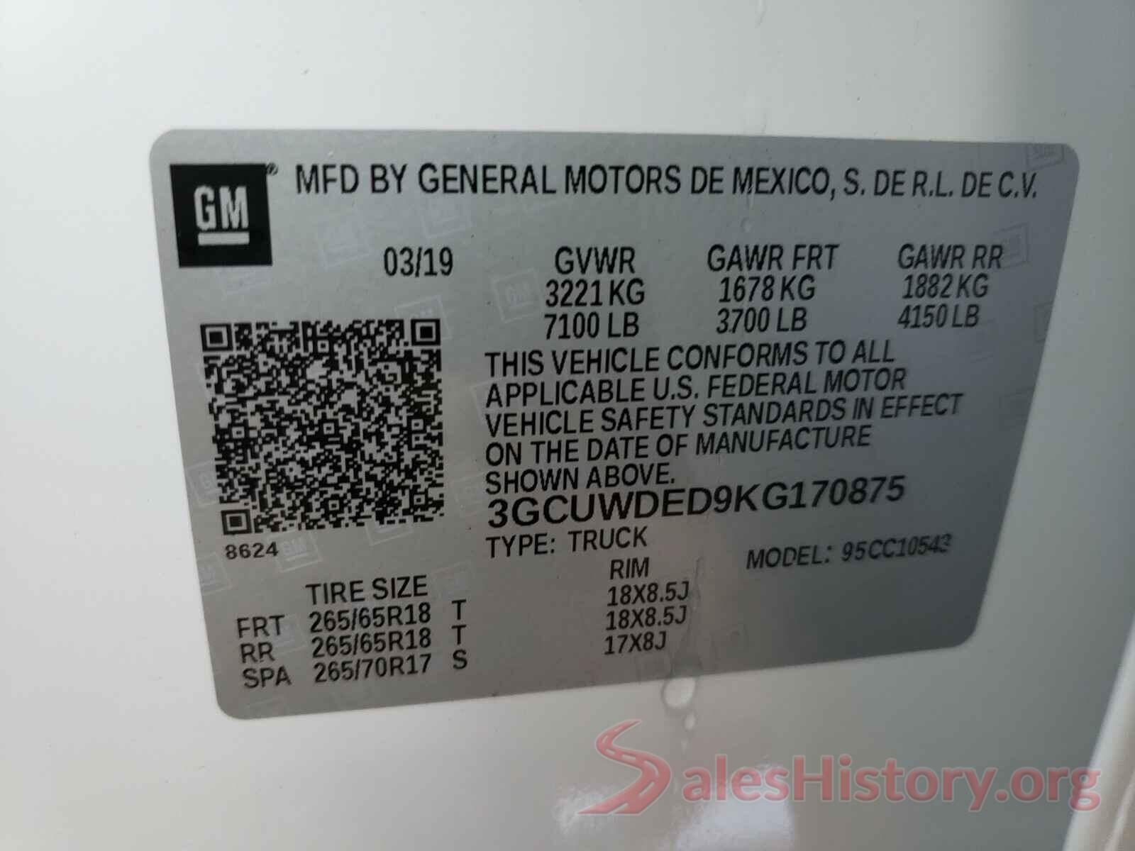 3GCUWDED9KG170875 2019 CHEVROLET SILVERADO