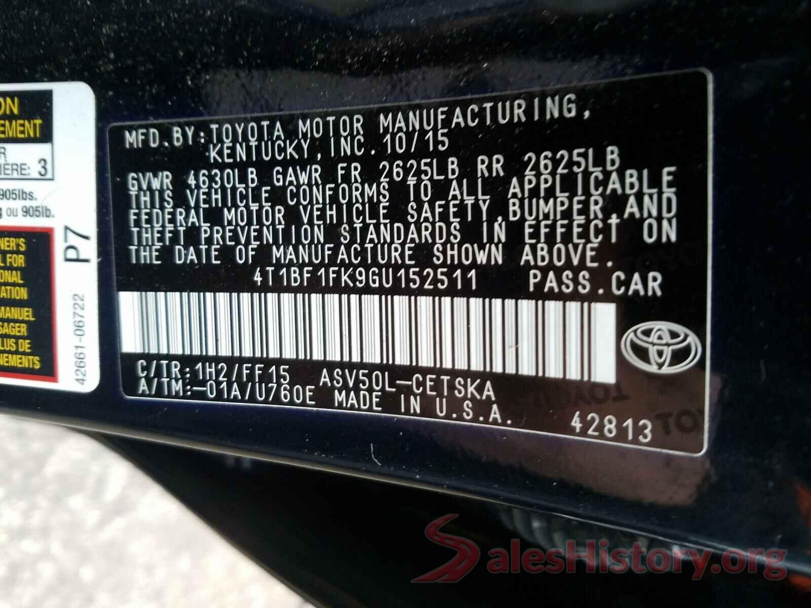 4T1BF1FK9GU152511 2016 TOYOTA CAMRY