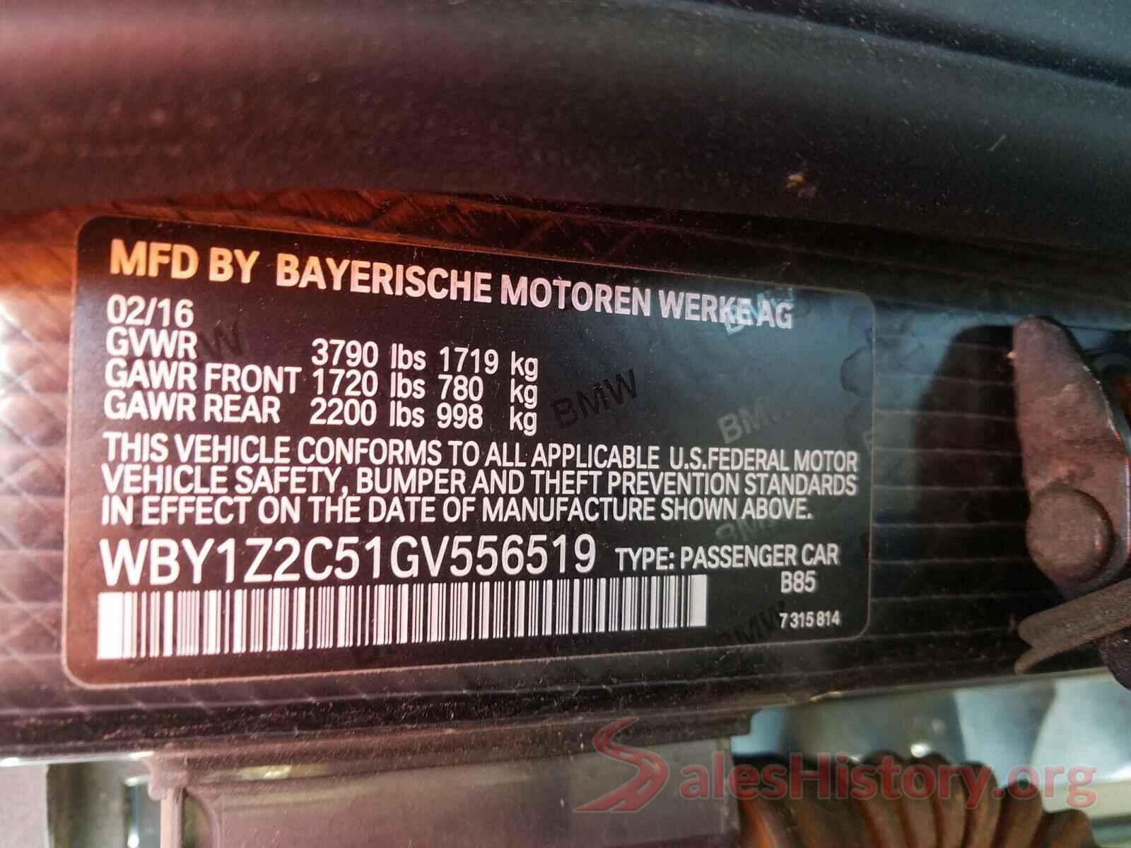 WBY1Z2C51GV556519 2016 BMW I SERIES